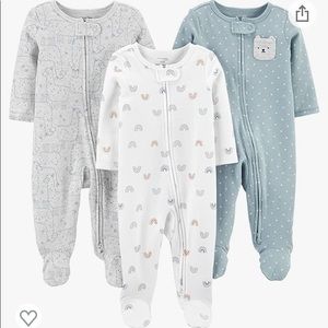 Simple Joys by Carter's Unisex Babies' Cotton Footed Sleep and Play, Pack of 3